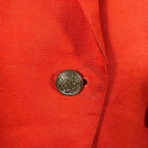 โSoldโ MNG Suit Cotton/Linens Blazer Jacket Orange - Picture 7 of 8